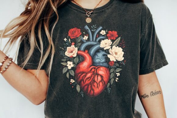 Download Floral Anatomical Heart Design Png - Heart design png Collection